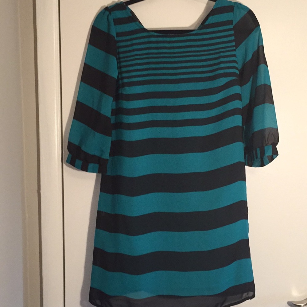 Charlotte Russe black and Green strip Dress SizeS